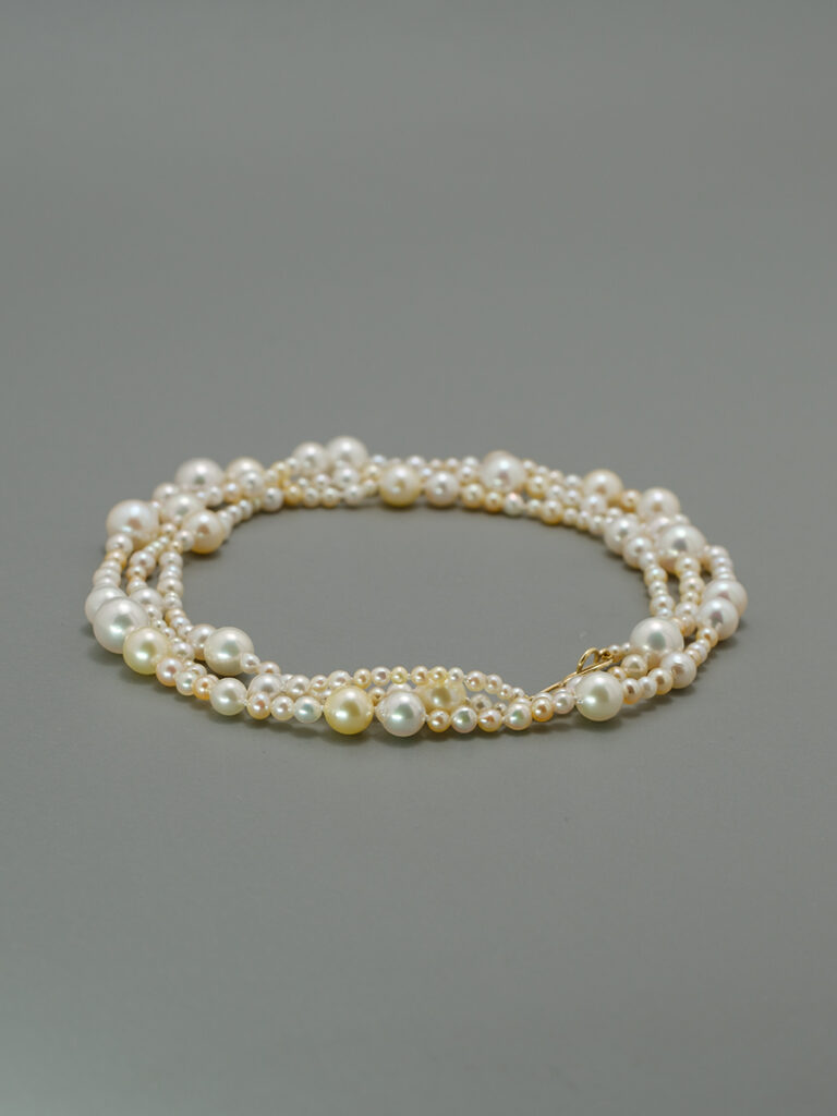 Akoyaperlenkette creme -gold