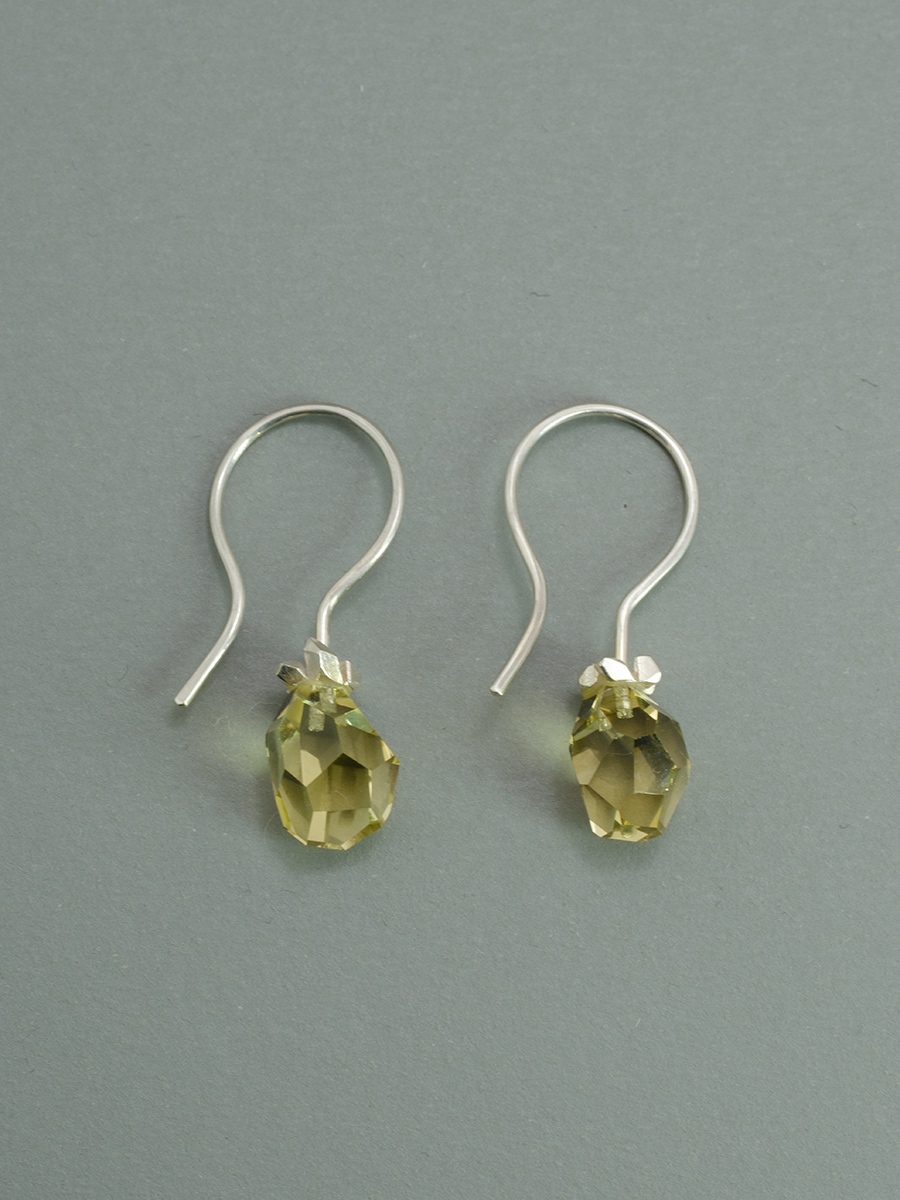 Klunker Ohrhänger Silber mit gelbem Citrin – Bild 3